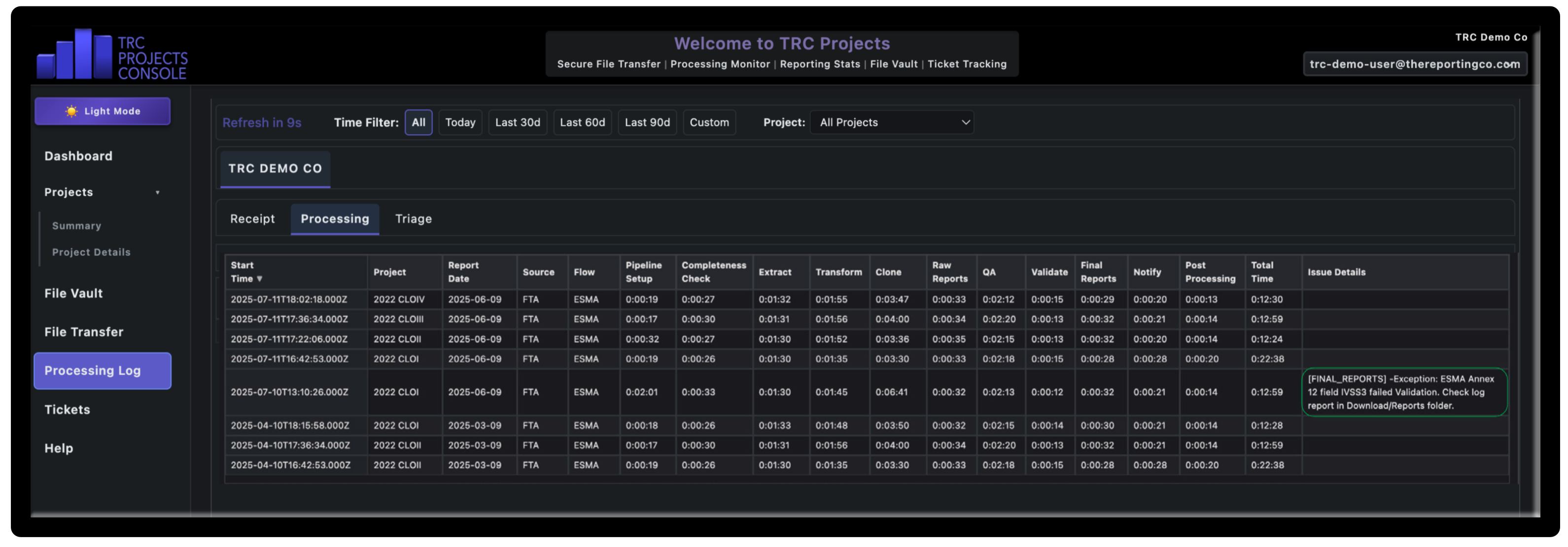 Processing Log - Monitor Progress